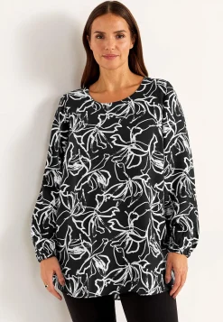 Vævet, mønstret tunikatop