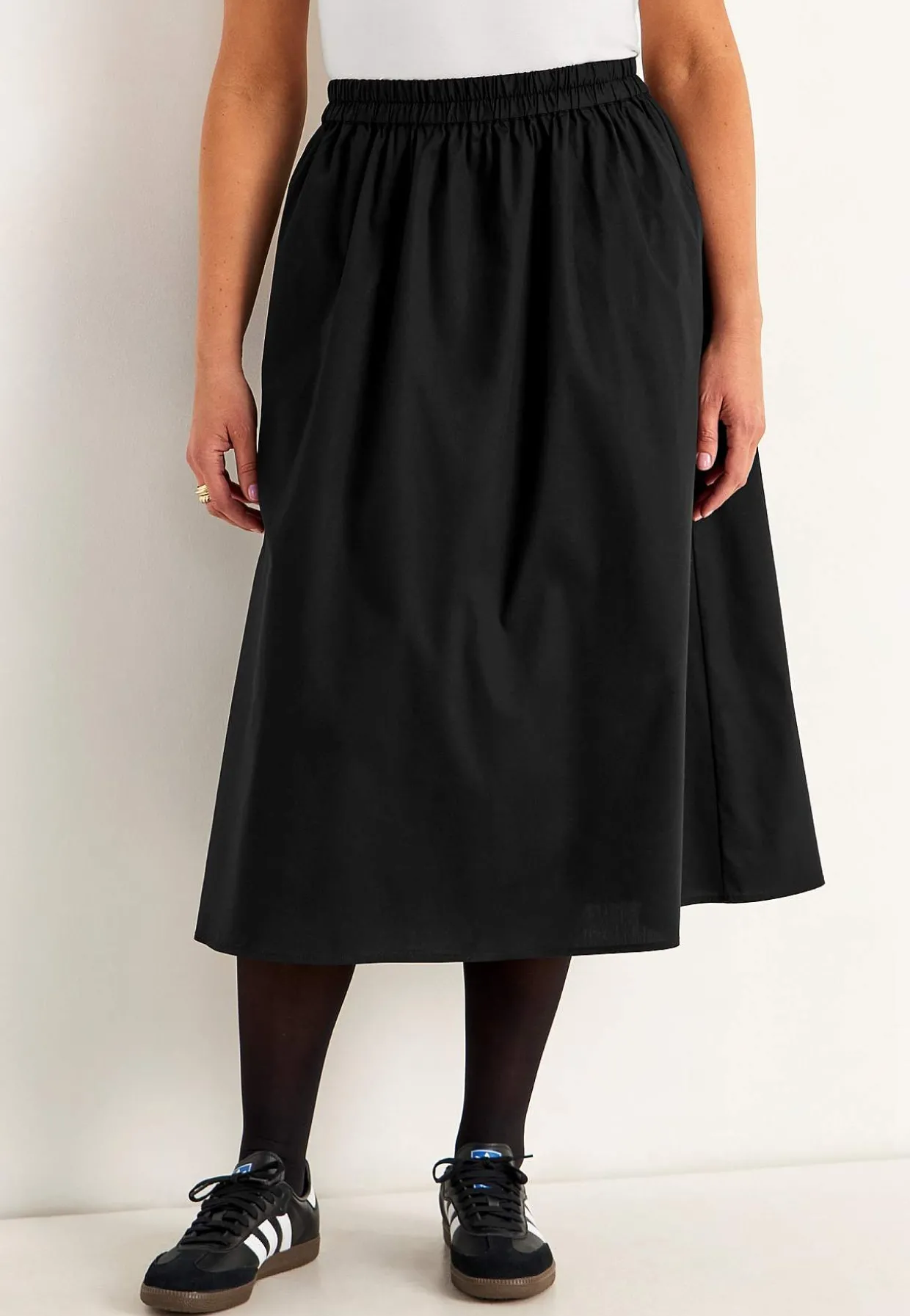 Vævet poplinkjole med lommer