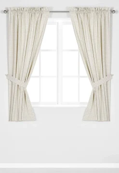 Vævet, ternet panelgardiner 2-pack