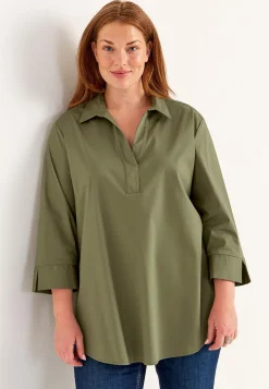 Vævet tunika i poplin