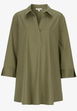 Vævet tunika i poplin