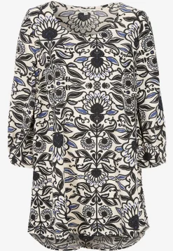 Vævet tunika med 3/4 ærmer