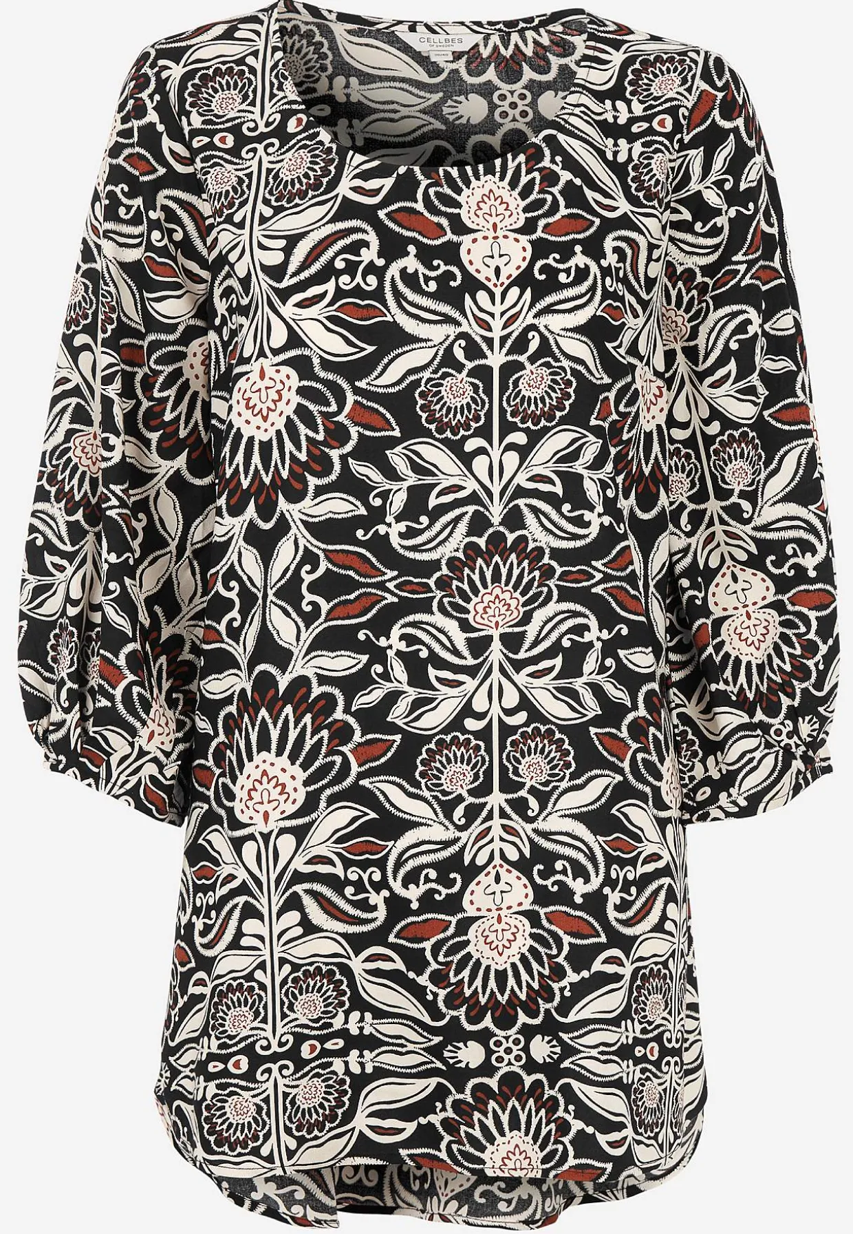 Vævet tunika med 3/4 ærmer