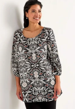 Vævet tunika med 3/4 ærmer