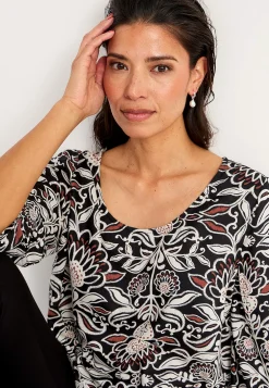 Vævet tunika med 3/4 ærmer