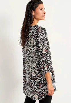 Vævet tunika med 3/4 ærmer