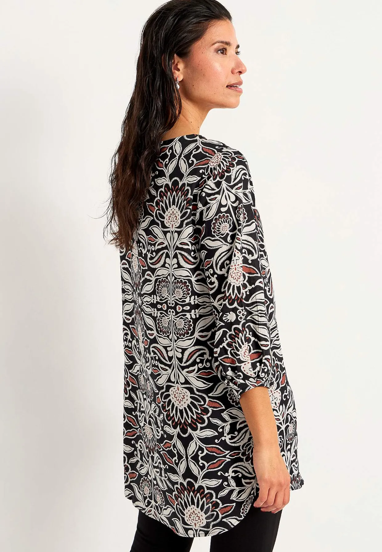 Vævet tunika med 3/4 ærmer