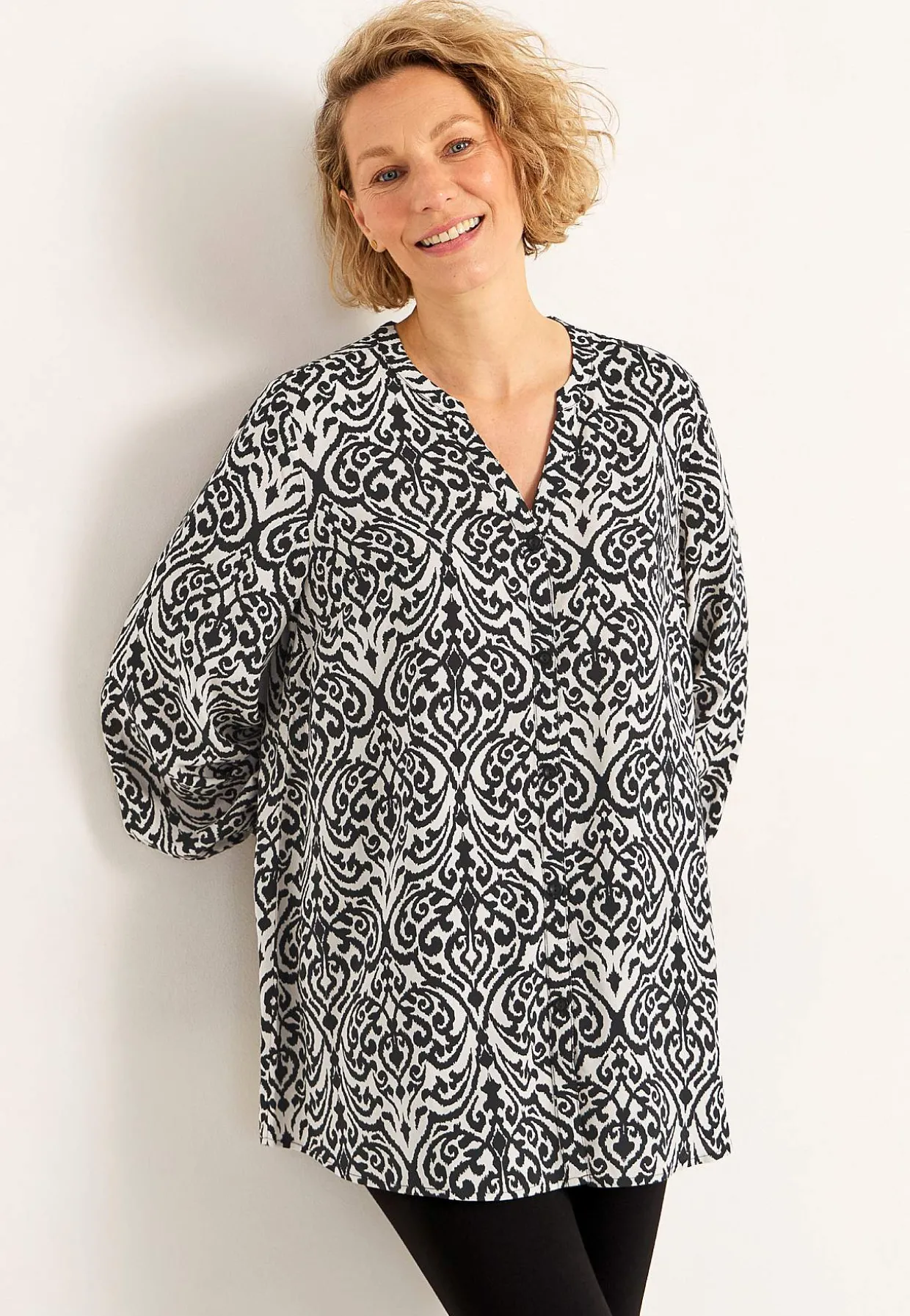 Vævet tunika med knapper